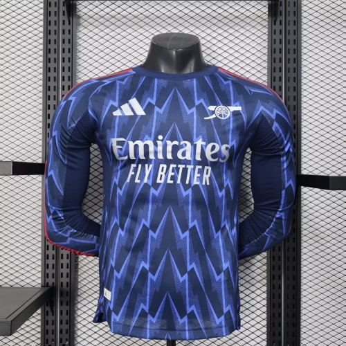 Player Version 2025/26 Arsenal Away Blue LS Thailand Soccer Jersey AAA-88