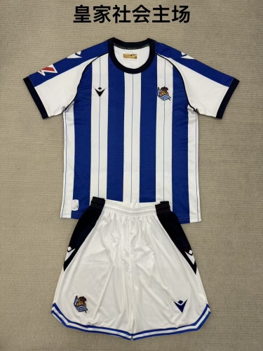 2025/26 Real Sociedad Home White & Blue Soccer Uniform-208
