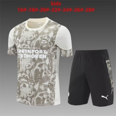 (Size 16-28) Kids 2025/26 PSV Eindhoven Light Yellow Kids/Youth Soccer Tracksuit Uniform-801