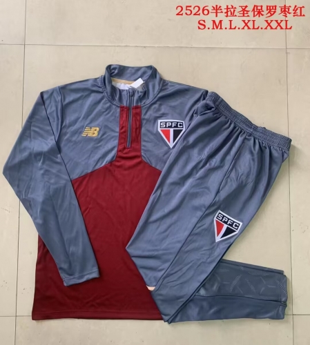 2025/26 Sao Paulo Royal Blue & Red Thailand Soccer Tracksuit Uniform-815