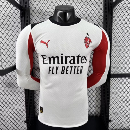 Player Version 205/26 AC Milan Away White LS Thailand Soccer Jersey AAA-XY