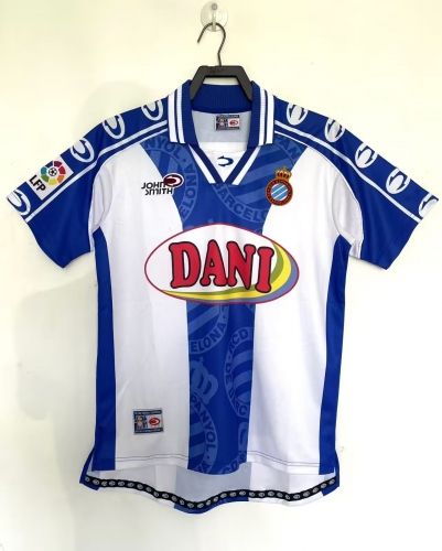 99/00 Retro Version RCD Espanyol Home Blue & White Thailand Soccer Jersey AAA-811