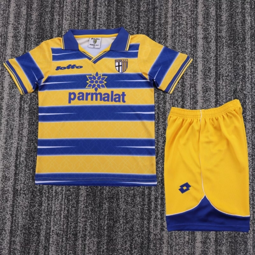 98/99 Retro Version Parma Calcio 1913 Home Yellow & Blue Kids/Youth Soccer Uniform-811