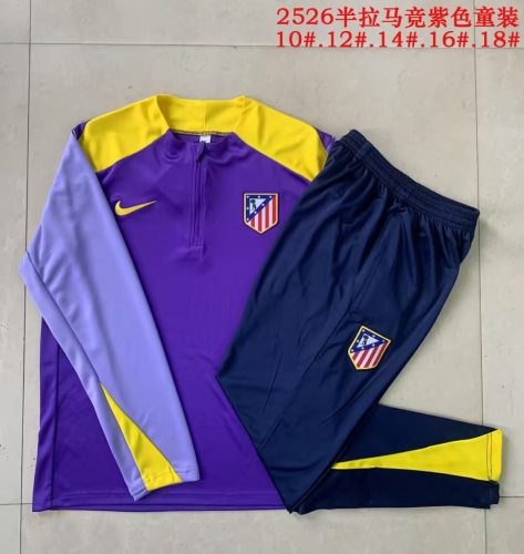 Kids 2025/26 Atletico Madrid Purple Kids/Youth Trackusit Uniform-815
