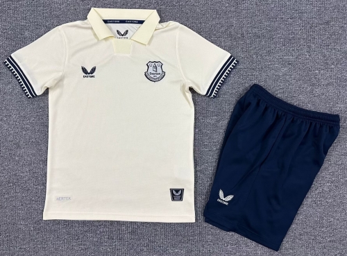 Kids 2025/26 Everton Away Light Yellow Kids/Youth Soccer Uniform-1040/BLY/208