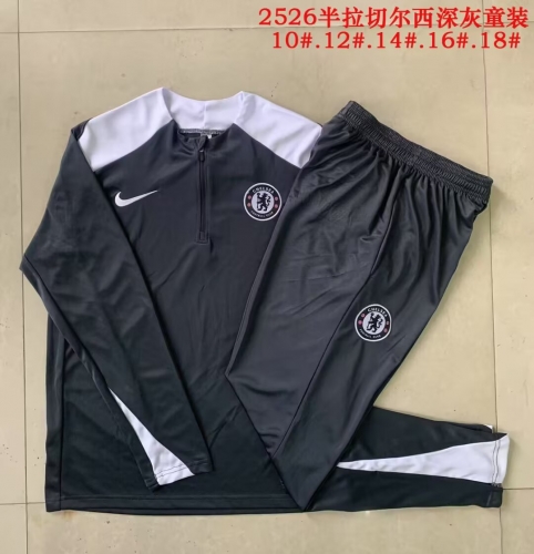 Kids 2025/26 Chelsea Dark Gray Kids/Youth Trackusit Uniform-815