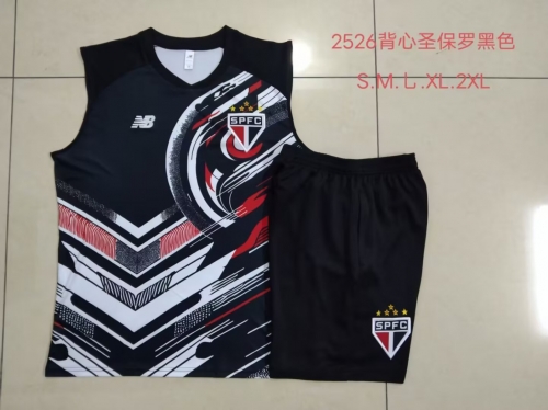 2025/26 Sao Paulo Black Soccer Tracksuit Vest Set-815