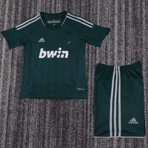 Kids 12-13 Retro Version Rea Madrid 2nd Away Black & Green Kids/youth Soccer Uniform-811