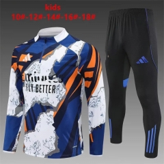 Kids 2025/26 Rea Madrid Blue & White Kids/Youth Soccer Tracksuit Uniform-801