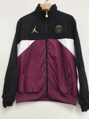 2025-26 Retro Paris SG Black & Red Windbreaker Hoodies Top-C1