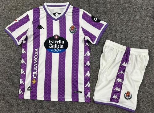Kids 2025/26 Real Valladolid Home Purple & White Kids/Youth Soccer Uniform-1040