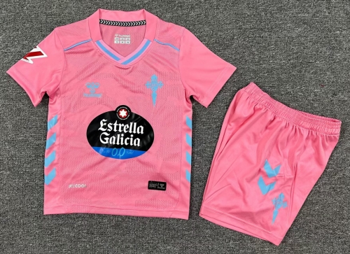 Kids 2025/26 RC Celta de Vigo 2nd Away Pink Kids/Youth Soccer Uniform-1040