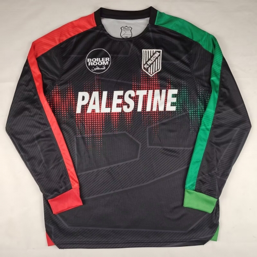 2025/26 English Version Palestine Black Thailand LS Soccer Jersey AAA-38