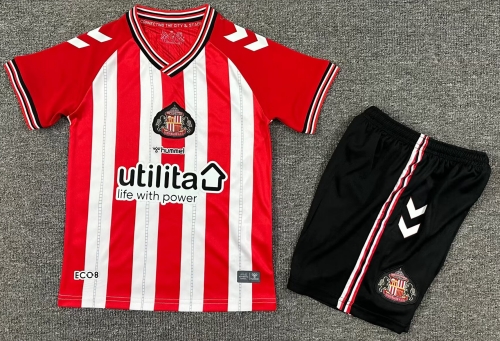 Kids 2025/26 Sunderland Home Red & White Kids/Youth Soccer Uniform-1040