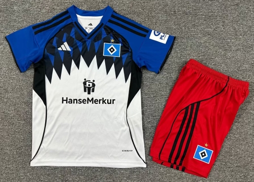 Kids 2025/26 Hamburger SV Home White Kids/Youth Soccer Uniform-1040