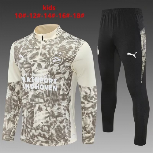 Kids 2025/26 PSV Eindhoven Light Yellow Kids/Youth Soccer Tracksuit Uniform-801