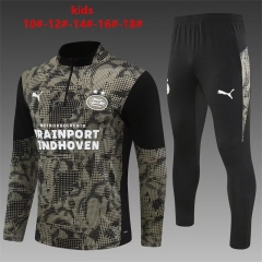 Kids 2025/26 PSV Eindhoven Yellow & Black Kids/Youth Soccer Tracksuit Uniform-801