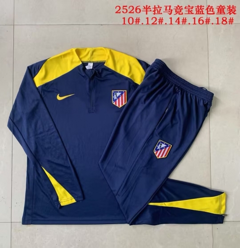 Kids 2025/26 Atletico Madrid Royal Blue Kids/Youth Soccer Tracksuit Uniform-815