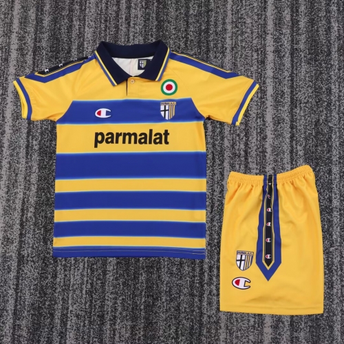 99/00 Retro Version Parma Calcio 1913 Home Yellow & Blue Kids/Youth Soccer Uniform-811