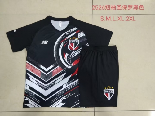 2025/26 Sao Paulo Black Shorts-Sleeve Thailand Soccer Uniform-815