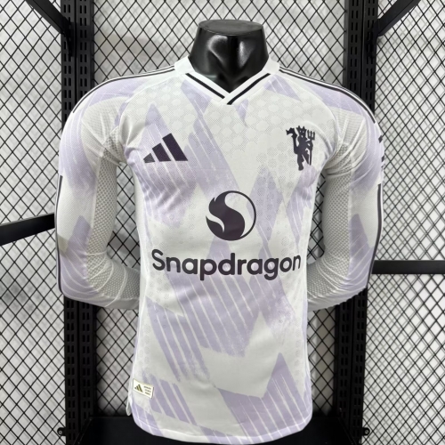 Player Version 2025/26 Manchester United Away White LS Thailand Soccer Jersey AAA-XY