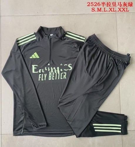 2025/26 Rea Madrid Gray & Green Soccer Tracksuit Uniform-815