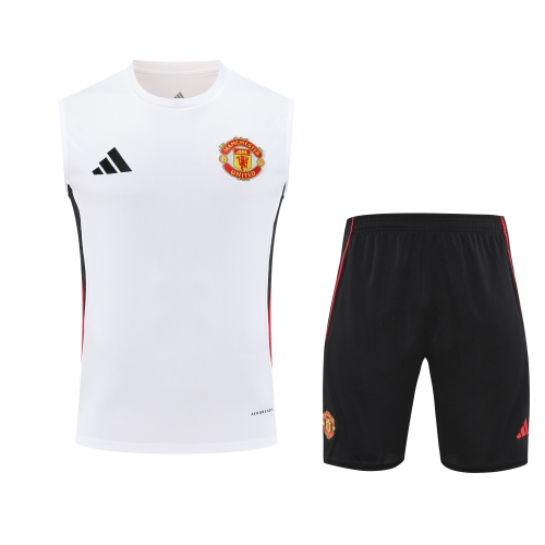 2025/26 Manchester United White Thailand Soccer Training Vest Suit-418