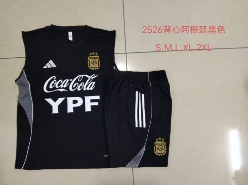 2025/26 Argentina Black Thailand Soccer Tracksuit Vest Set-815