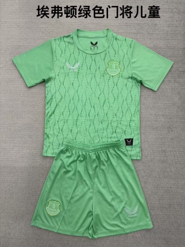 Kids 2025/26 Everton Goalkeeper Green Kids/Youth Soccer Uniform-208