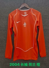 2004 Retro Version Netherlands Orange LS Thailand Soccer Jersey AAA-709