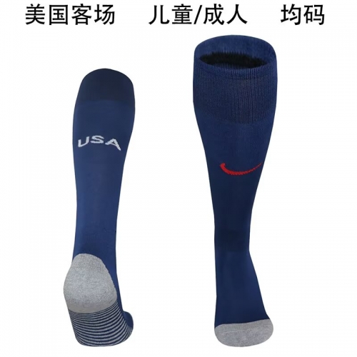 Adult/Kids 2025/26 United States Away Royal Blue Thailand Soccer Socks