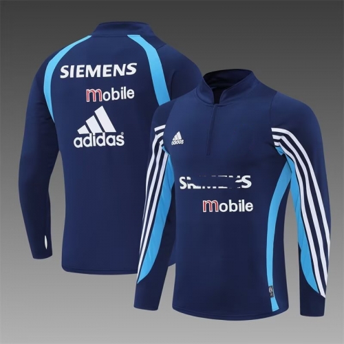 03/04 Retro Version Rea Madrid Royal Blue Thailand Soccer Tracksuit Top-801