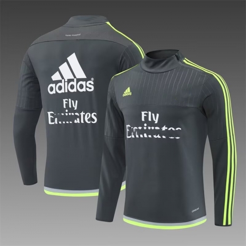 15/16 Retro Version Rea Madrid Dark Gray Thailand Soccer Tracksuit Top-801