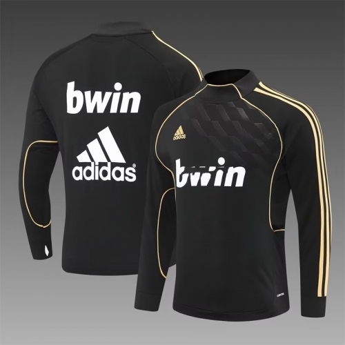 11/12 Retro Version Rea Madrid Black Thailand Soccer Tracksuit Top-801