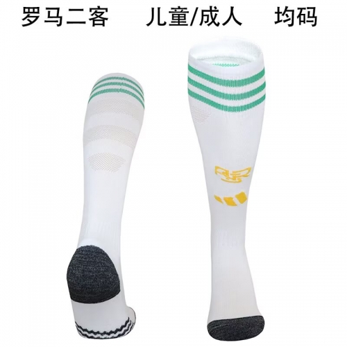 Adult/Kids 2025/26 Roma 2nd Away White Thailand Soccer Socks