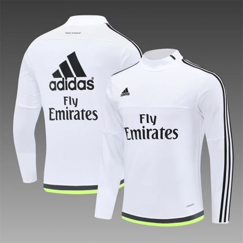 15/16 Retro Version Rea Madrid White Thailand Soccer Tracksuit Top-801