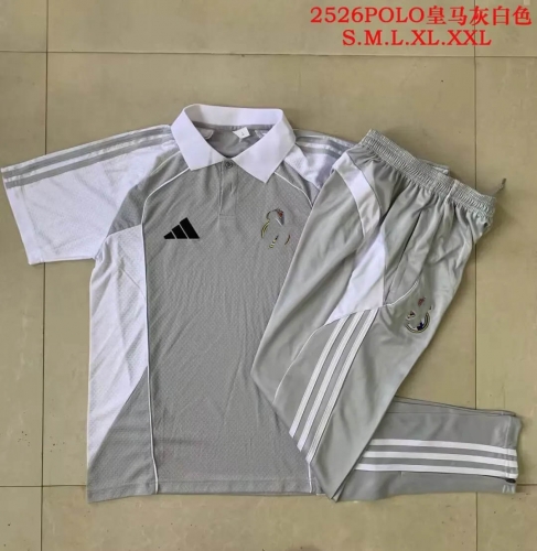 2025/26 Rea Madrid Gray & White Thailand Soccer Polo Uniform-815