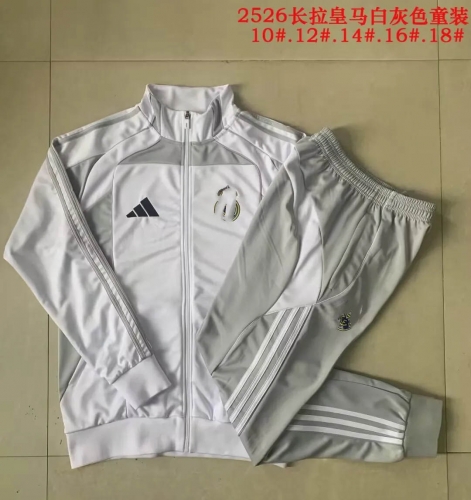 Kids 2025/26 Rea Madrid Gray & White Kids/Youth Soccer Jacket Uniform-815/GDP
