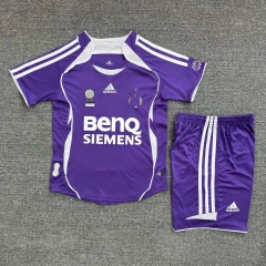Kids 06-07 Retro Version Rea Madrid Away Purple Kids/Youth Soccer Uniform-811