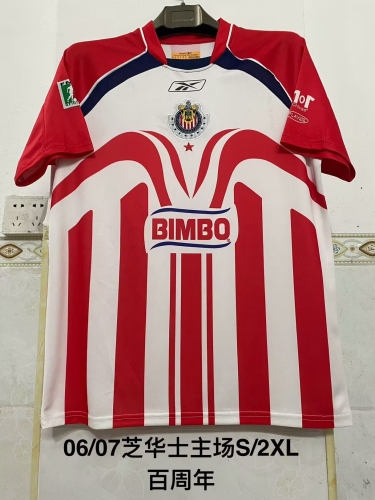 06/07 Centenary Retro Version Deportivo Guadalajara Red & White Thailand Soccer Jersey AAA-2041