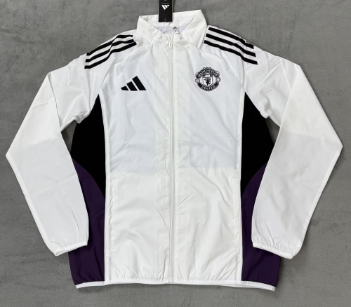 2025/26 Manchester United White Windbreaker Hoodies-510/47