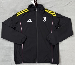 2025-26 Juventus FC Black Windbreaker Hoodies Top-510