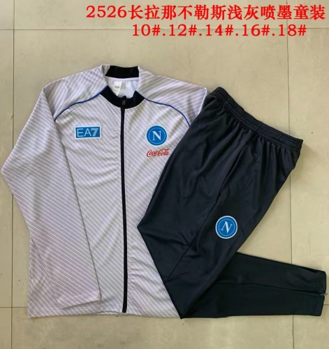 Kids 2025/26 Napoli Light Gray Kids/Youth Soccer Jacket Uniform-815