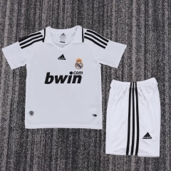 Kids 08-09 Retro Version Real Madrid Home White Kids/Youth Soccer Uniform-811