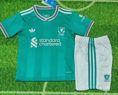 Kids 2025/26 Liverpool 2nd Away Green Youth/Kids Soccer Uniform-812/2149/507