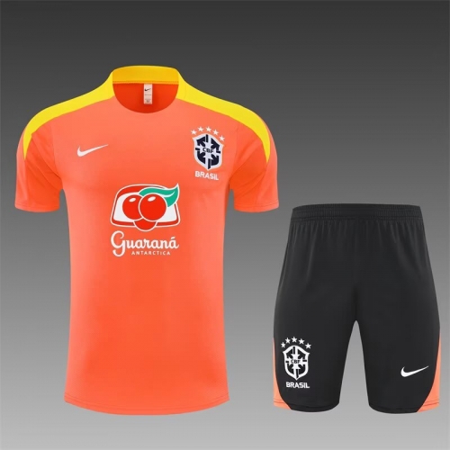 2025/26 Brazil Orange Shorts-Sleeve Thailand Soccer Uniform-801