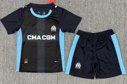 Kids 2025/26 Olympique Marseille Away Blue & Black Kids/Youth Soccer Uniform-208/522/812