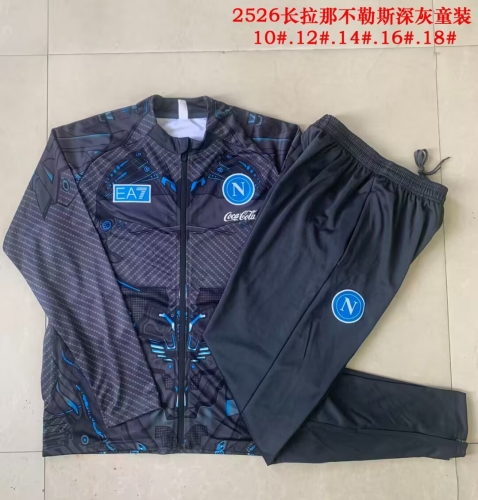 Kids 2025/26 Napoli Dark Gray Kids/Youth Jacket Uniform-815