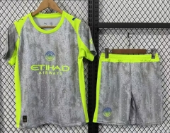 Kids 2025/26 Manchester City 2nd Away Gray Kids/Youth Soccer Uniform-522/507/123
