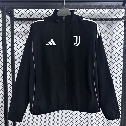 Popular 2025-26 Juventus FC Black Windbreaker Hoodies Top-47